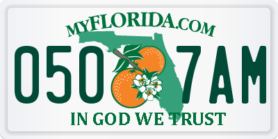 FL license plate 0507AM
