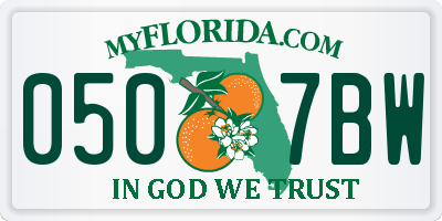 FL license plate 0507BW