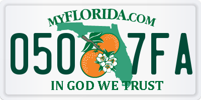 FL license plate 0507FA