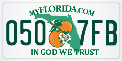 FL license plate 0507FB