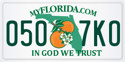 FL license plate 0507KO