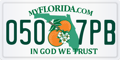 FL license plate 0507PB