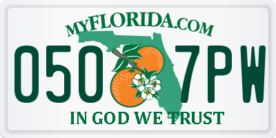 FL license plate 0507PW