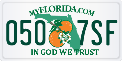 FL license plate 0507SF