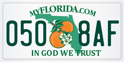 FL license plate 0508AF