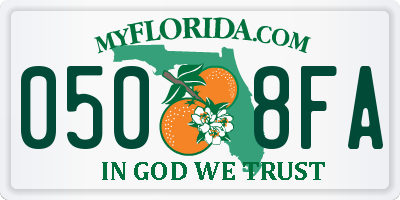 FL license plate 0508FA