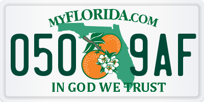 FL license plate 0509AF