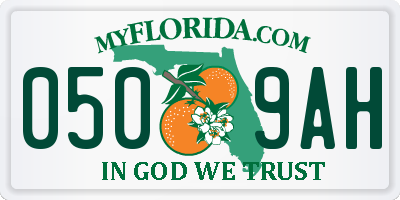 FL license plate 0509AH