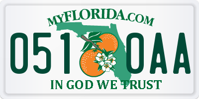 FL license plate 0510AA
