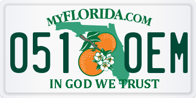 FL license plate 0510EM
