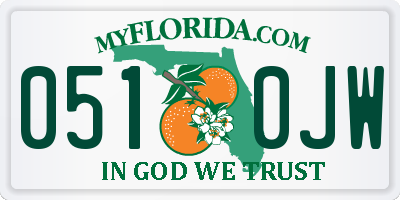 FL license plate 0510JW