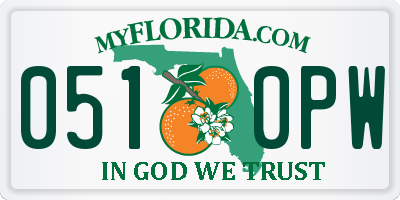 FL license plate 0510PW