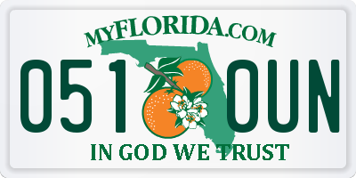 FL license plate 0510UN