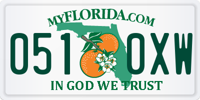 FL license plate 0510XW