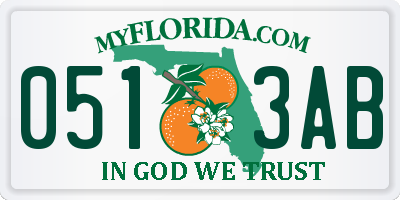 FL license plate 0513AB