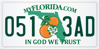 FL license plate 0513AD