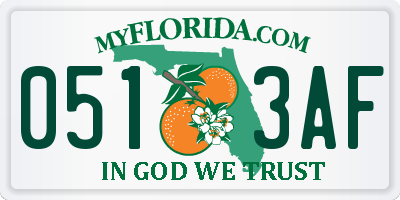 FL license plate 0513AF