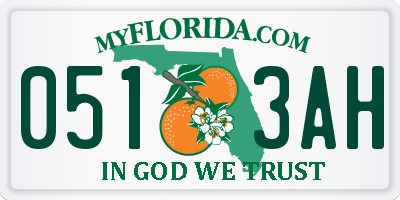 FL license plate 0513AH