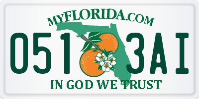 FL license plate 0513AI