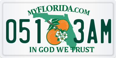 FL license plate 0513AM