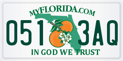FL license plate 0513AQ