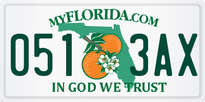 FL license plate 0513AX
