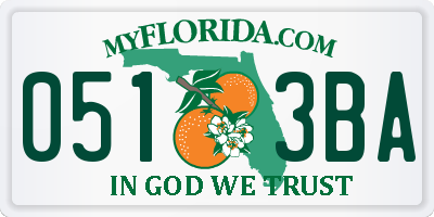 FL license plate 0513BA