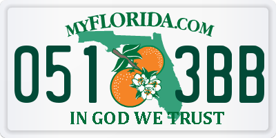 FL license plate 0513BB