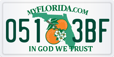 FL license plate 0513BF
