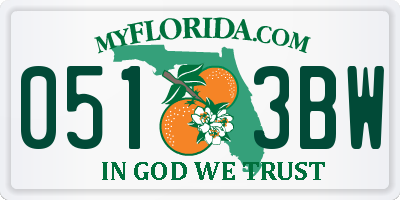 FL license plate 0513BW