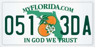 FL license plate 0513DA