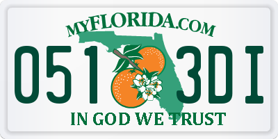 FL license plate 0513DI