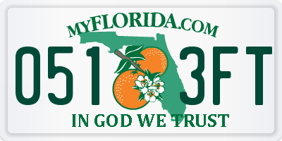 FL license plate 0513FT