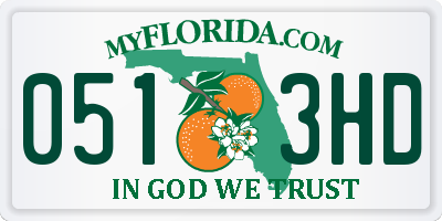 FL license plate 0513HD