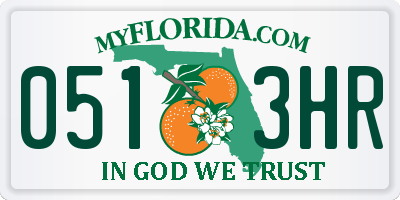 FL license plate 0513HR