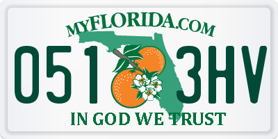 FL license plate 0513HV