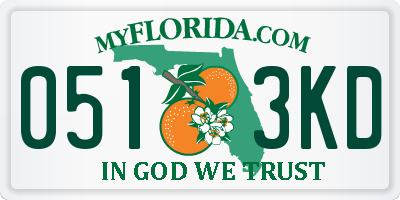 FL license plate 0513KD