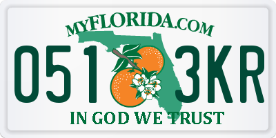 FL license plate 0513KR