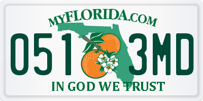 FL license plate 0513MD
