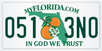 FL license plate 0513NO