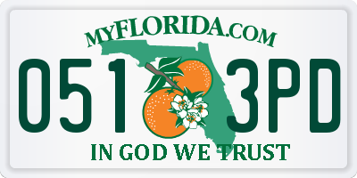 FL license plate 0513PD