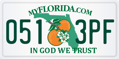 FL license plate 0513PF