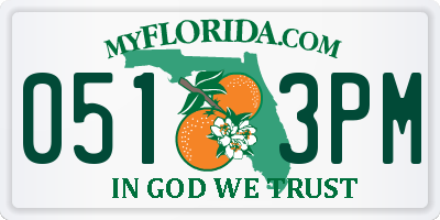 FL license plate 0513PM