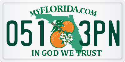 FL license plate 0513PN