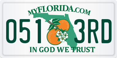 FL license plate 0513RD