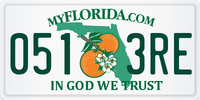 FL license plate 0513RE