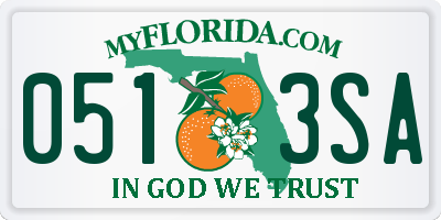 FL license plate 0513SA