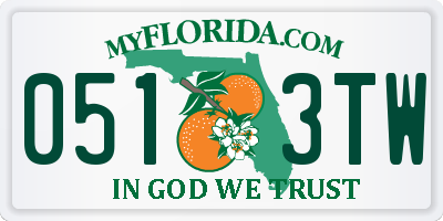 FL license plate 0513TW