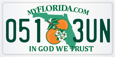 FL license plate 0513UN