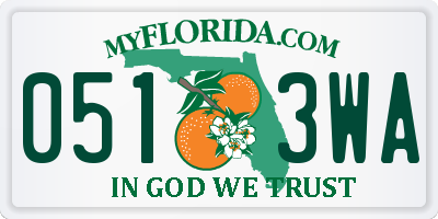 FL license plate 0513WA